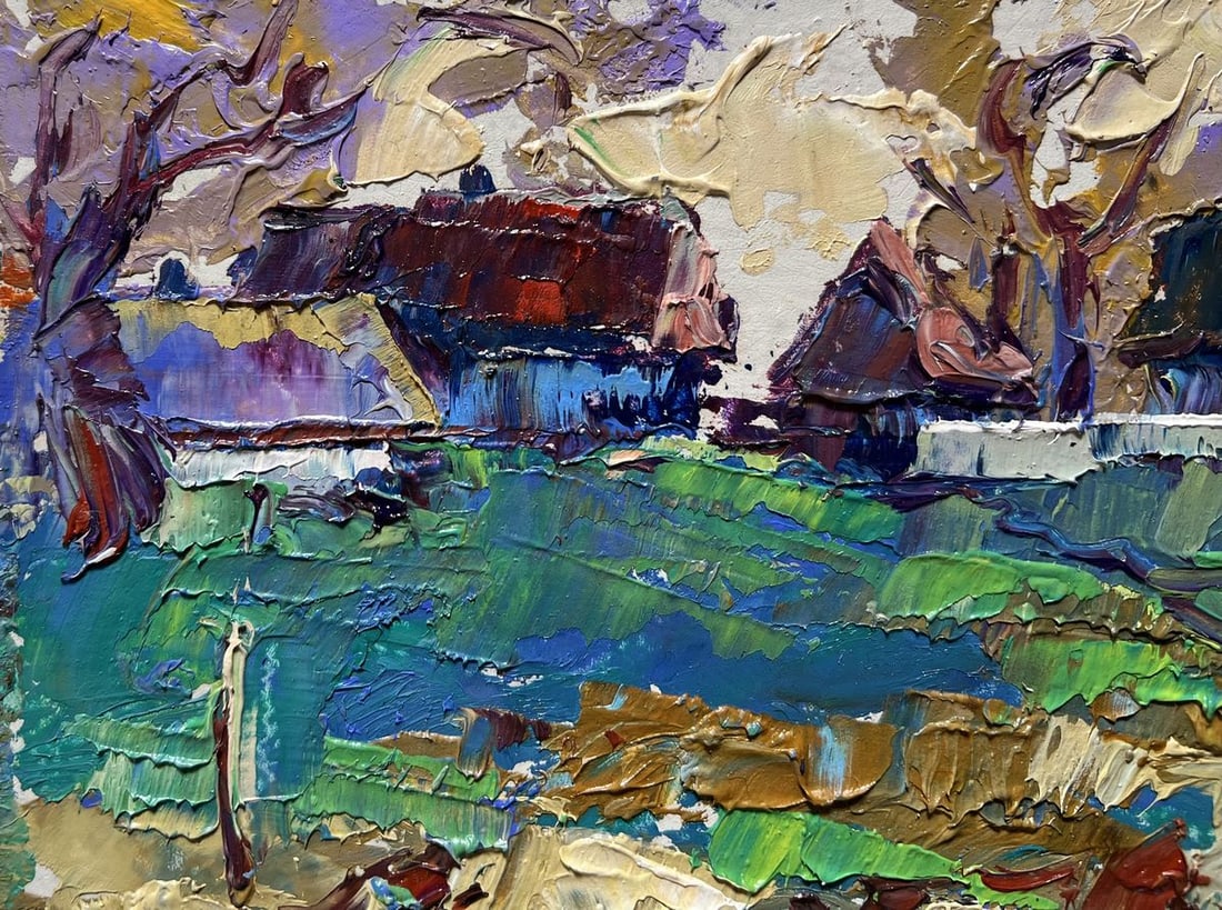 Oil painting Sunset behind the houses Alex Kalenyuk - 4
