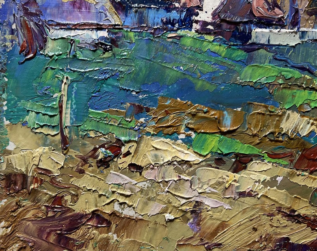 Oil painting Sunset behind the houses Alex Kalenyuk - 5
