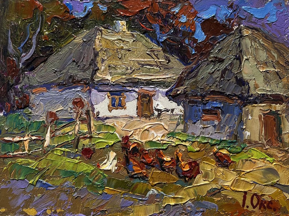 Oil painting Chickens in the yard Oksana Kalenyuk - 3