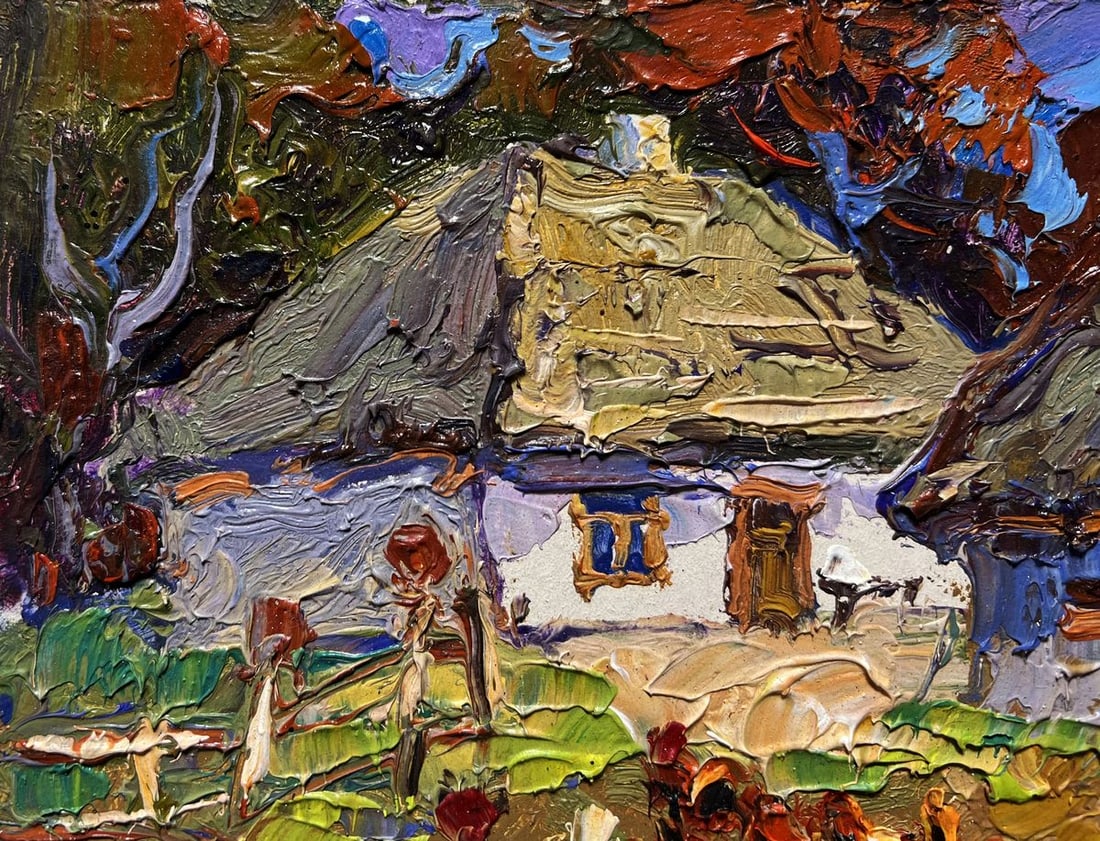 Oil painting Chickens in the yard Oksana Kalenyuk - 4