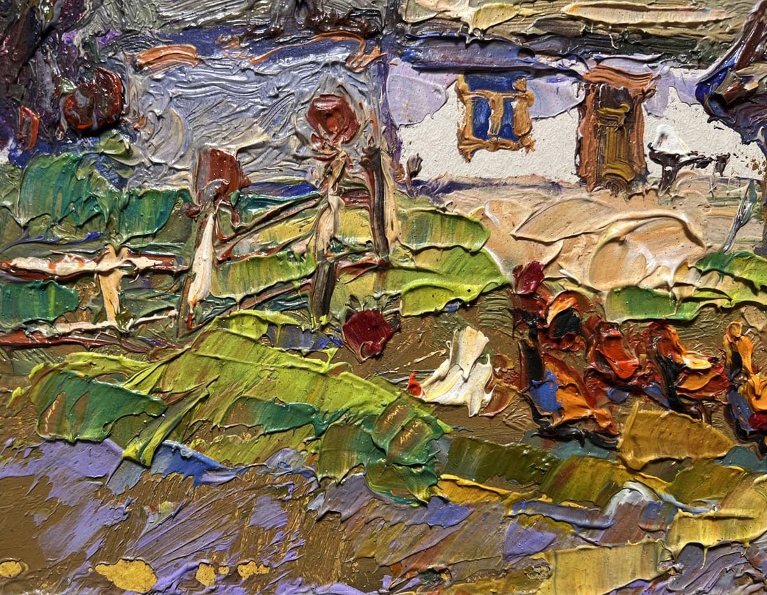 Oil painting Chickens in the yard Oksana Kalenyuk - 5