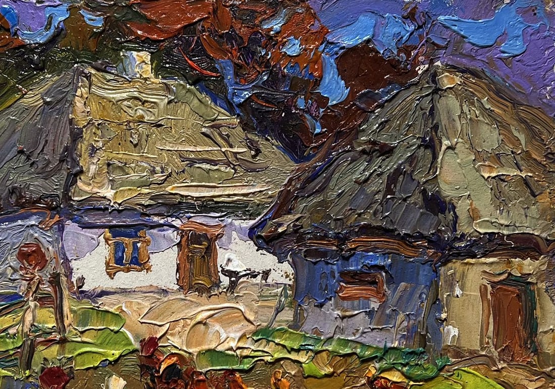 Oil painting Chickens in the yard Oksana Kalenyuk - 8