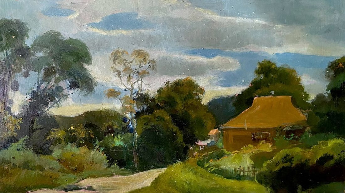 Oil painting Before the rain Litvinov Oleg Arkad'yevich: NoLitv 260 *** ABOUT THIS PAINTING *** * TITLE: "Before the rain" * ARTISTS: Litvinov Oleg Arkad'yevich * SIZE: 21.5x43 cm/'8.46x16.92 inches' * MEDIUM: oil, cardboard * HAND PAINTED: Original
