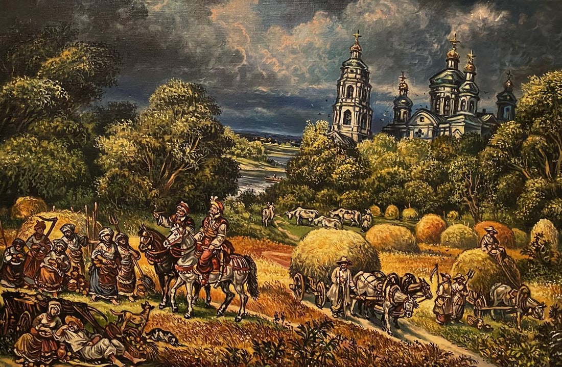 Oil painting Before the storm Alexander Arkadievich Litvinov: NoLitv 528 *** ABOUT THIS PAINTING *** * TITLE: "Before the storm" * ARTISTS: Alexander Arkadievich Litvinov * SIZE: 60x90 cm/'23.62x35.43 inches' * MEDIUM: oil, canvas * HAND PAINTED: Original painti