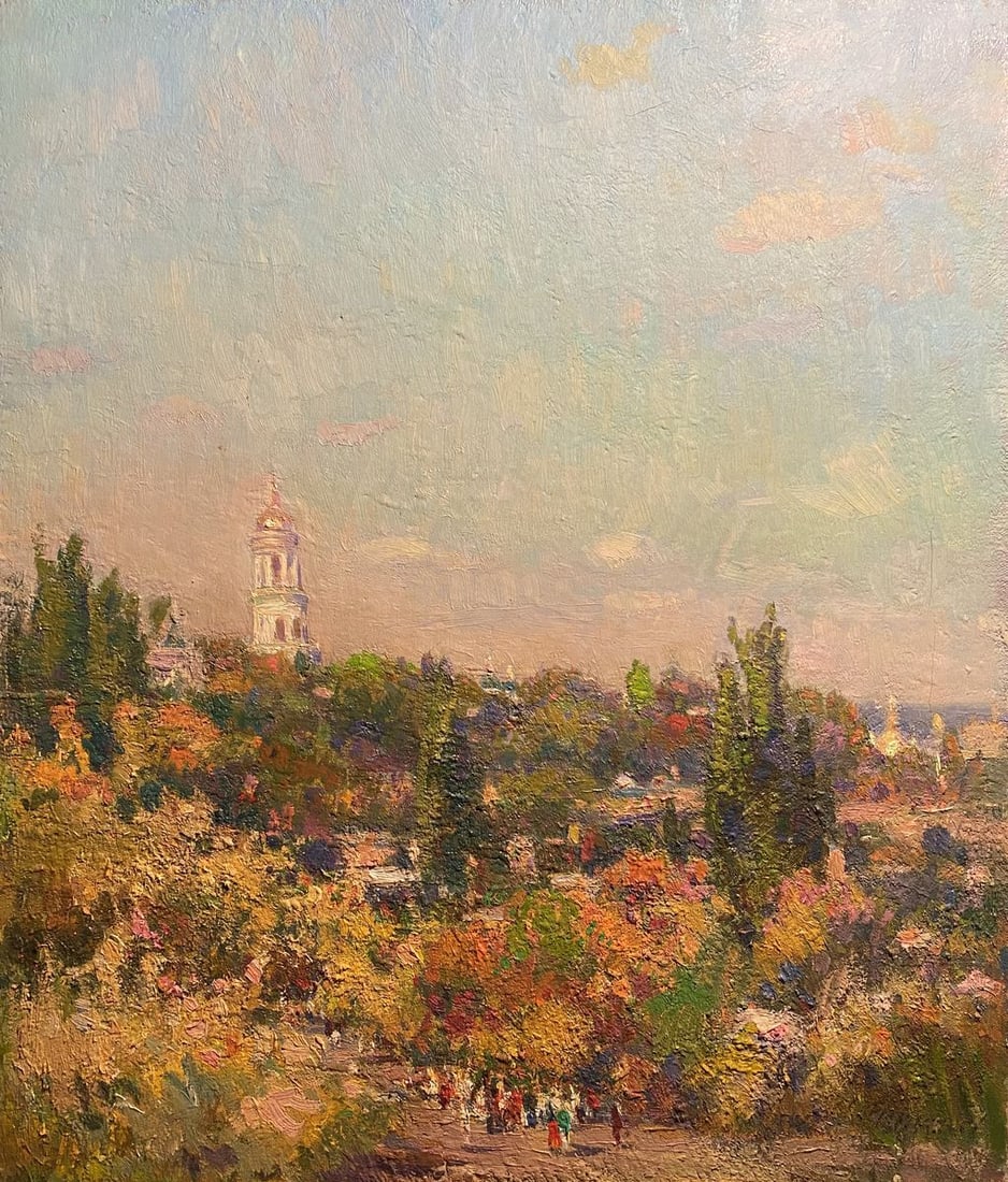 Oil painting Native Kyiv Unknown artist: NoGS 371*** ABOUT THIS PAINTING **** TITLE: "Native Kyiv"* ARTISTS: Unknown artist* SIZE: 60x70 cm/'23.62x27.55 inches'* MEDIUM: oil, canvas* HAND PAINTED: Original painting from our collection*