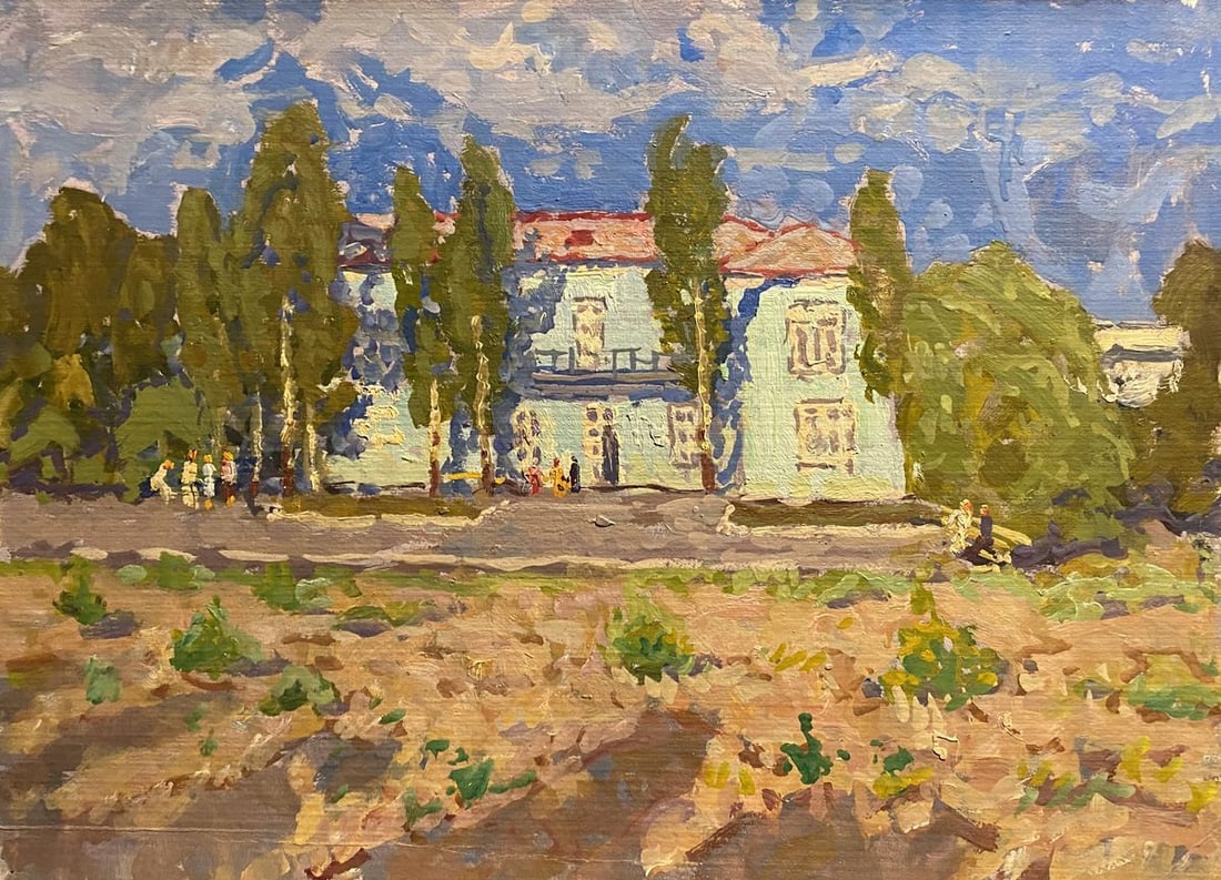 Oil painting School Grigoriy Ruban: NoGS 402*** ABOUT THIS PAINTING **** TITLE: "School"* ARTISTS: Grigoriy Ruban* SIZE: 35x50 cm/'13.77x19.69 inches'* MEDIUM: oil, cardboard* HAND PAINTED: Original painting from our collection* CONDITI