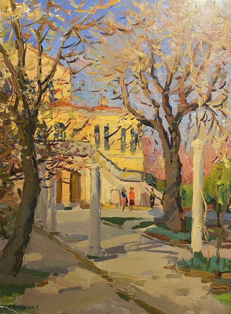 Oil painting Kherson Museum Mikhail Kobylenkov: NoGS 412*** ABOUT THIS PAINTING **** TITLE: "Kherson Museum"* ARTISTS: Mikhail Kobylenkov* SIZE: 43x57 cm/'16.92x22.04 inches'* MEDIUM: oil, cardboard* HAND PAINTED: Original painting from our collect