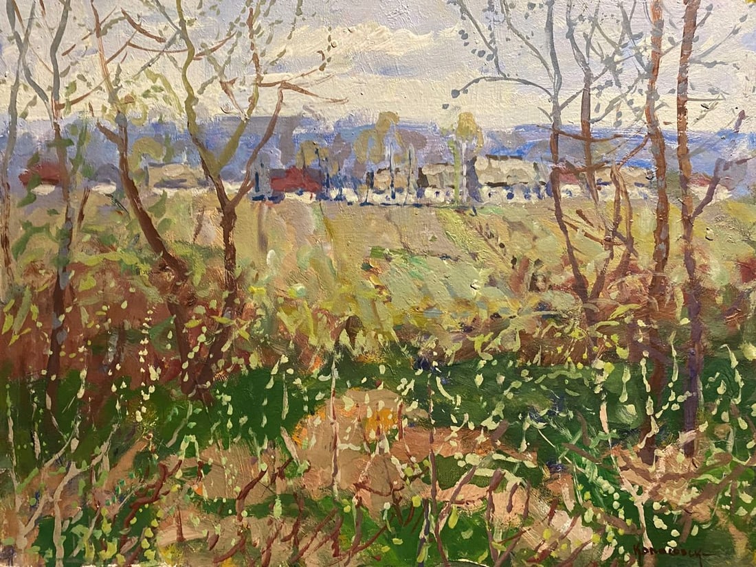 Oil painting Outskirts of Zaporozhye Georgy Kolosovsky: NoGS 424*** ABOUT THIS PAINTING **** TITLE: "Outskirts of Zaporozhye"* ARTISTS: Georgy Kolosovsky* SIZE: 30x40 cm/'11.81x15.74 inches'* MEDIUM: oil, cardboard* HAND PAINTED: Original painting from our