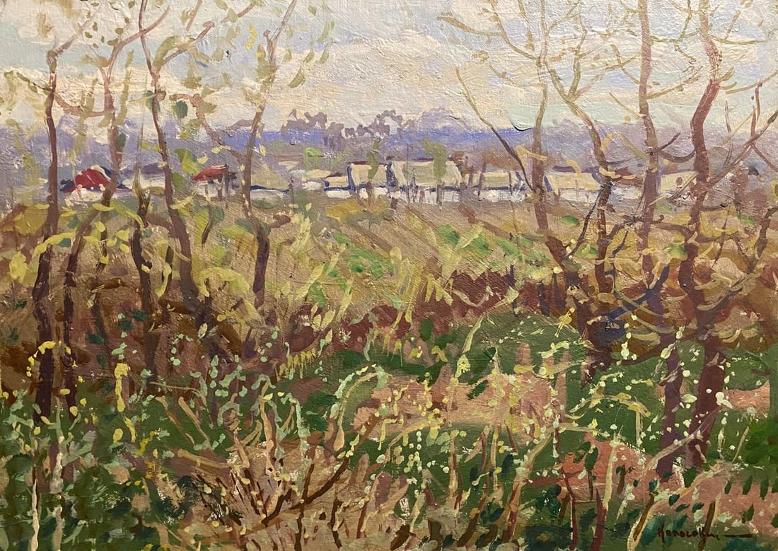 Oil painting Young days Georgy Kolosovsky: NoGS 426*** ABOUT THIS PAINTING **** TITLE: "Young days"* ARTISTS: Georgy Kolosovsky* SIZE: 30x40 cm/'11.81x15.74 inches'* MEDIUM: oil, cardboard* HAND PAINTED: Original painting from our collection* 