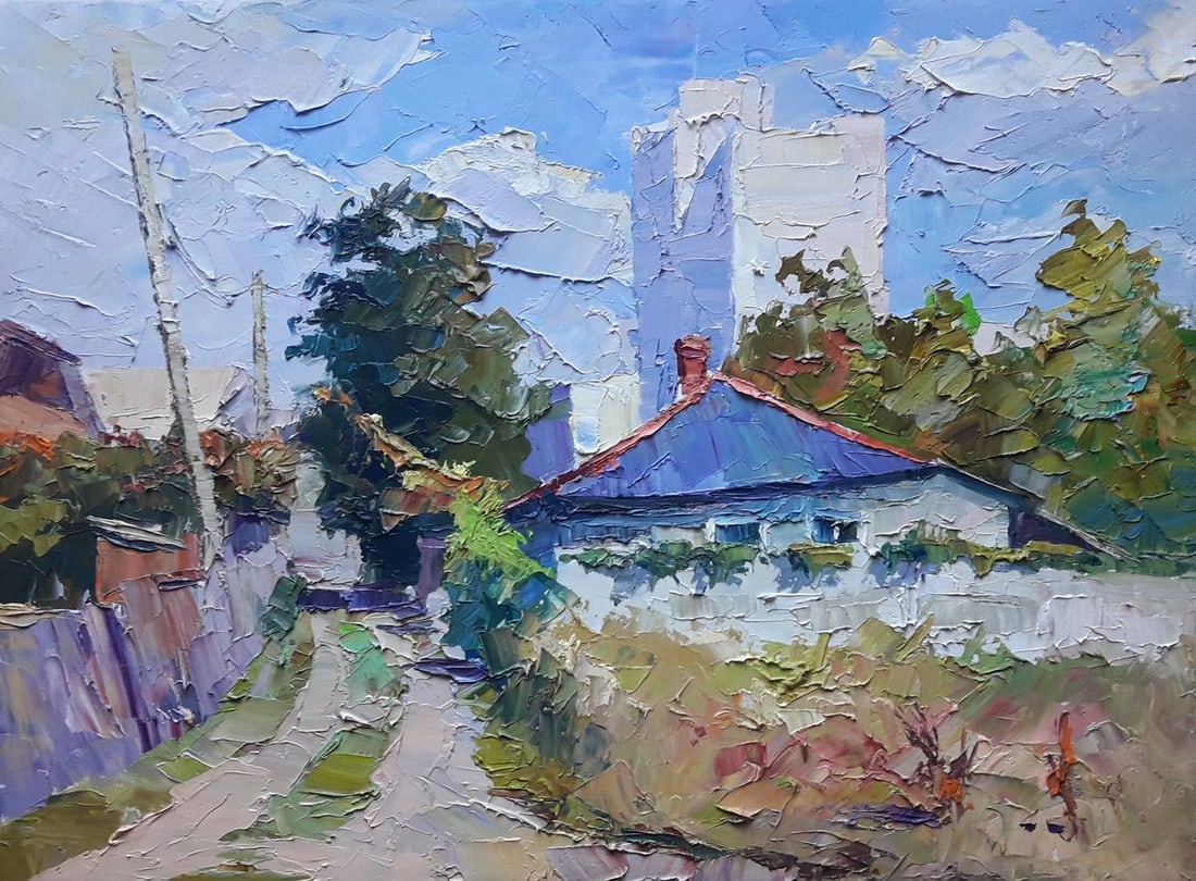Oil painting August day Serdyuk Boris Petrovich: NoSERB 529 *** ABOUT THIS PAINTING *** * TITLE: "August day" * ARTISTS: Serdyuk Boris Petrovich * SIZE: 55x75 cm/'21.65x29.52 inches' * MEDIUM: oil, canvas * HAND PAINTED: Original painting from our c