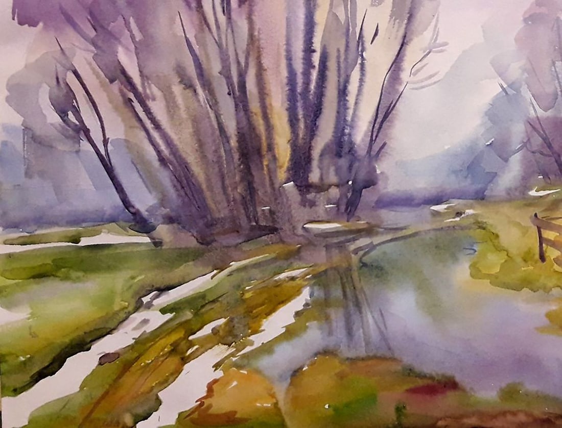 Watercolor painting The snow is melting Serdyuk Boris Petrovich - 4