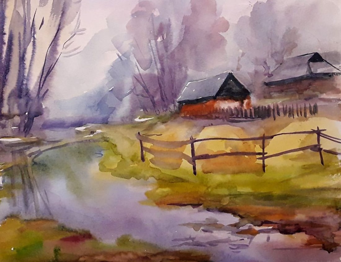Watercolor painting The snow is melting Serdyuk Boris Petrovich - 5