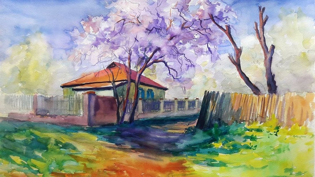 Watercolor painting Spring motif Serdyuk Boris Petrovich: NoSERB 665 *** ABOUT THIS PAINTING *** * TITLE: "Spring motif" * ARTISTS: Serdyuk Boris Petrovich * SIZE: 36.5x61 cm/'14.37x24.01 inches' * MEDIUM: watercolor, paper * HAND PAINTED: Original painting 