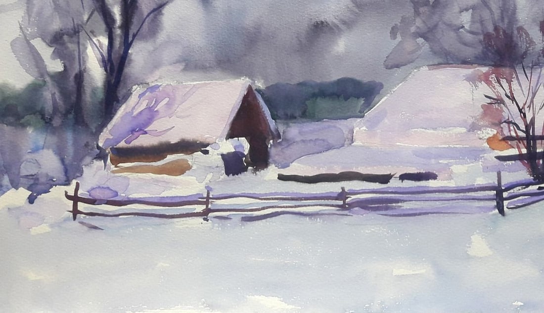 Watercolor painting Snowy Serdyuk Boris Petrovich - 4