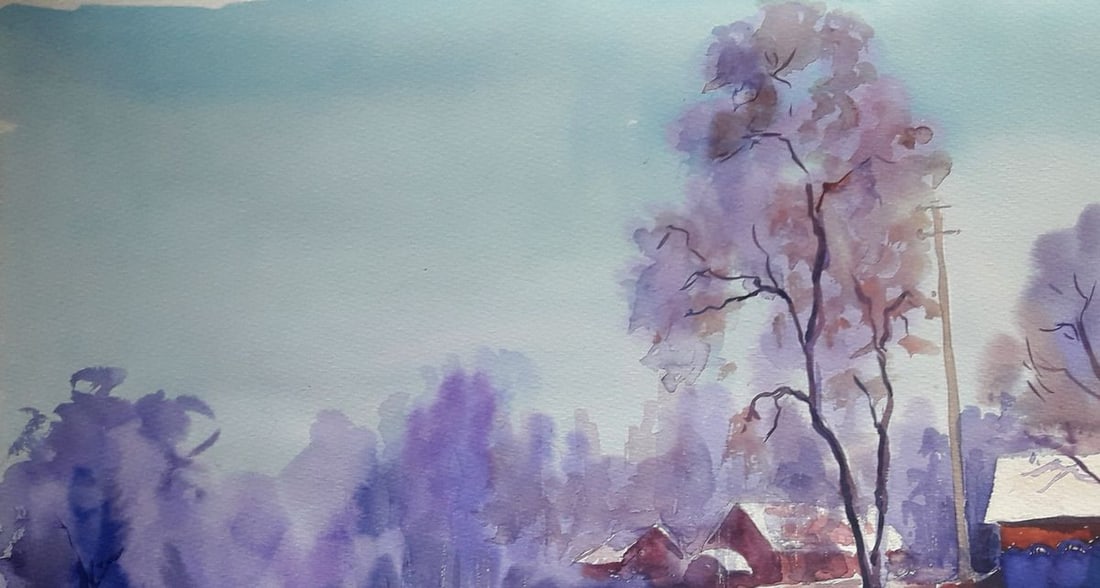 Watercolor painting Frosty day Serdyuk Boris Petrovich - 2