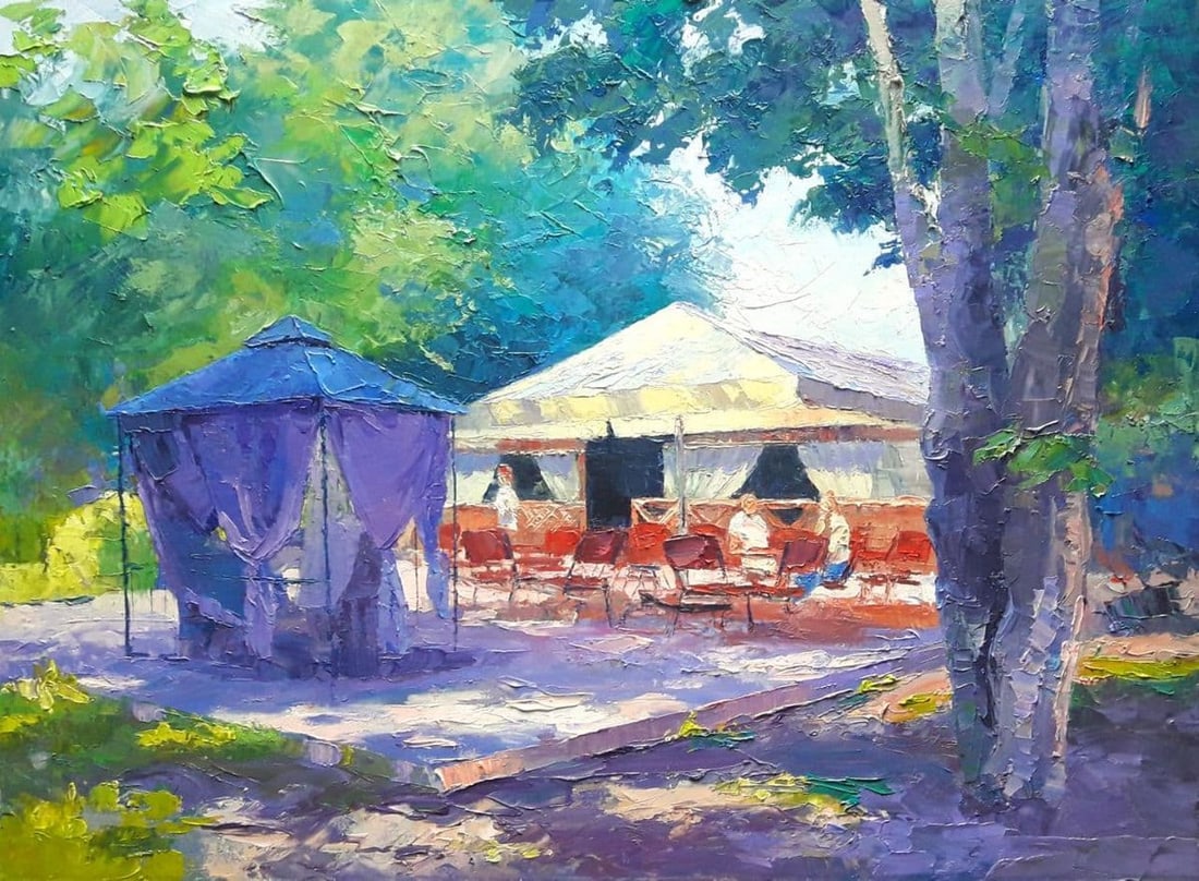 Oil painting Caravan Cafe Serdyuk Boris Petrovich: NoSERB 704 *** ABOUT THIS PAINTING *** * TITLE: "Caravan Cafe" * ARTISTS: Serdyuk Boris Petrovich * SIZE: 55x75 cm/'21,65x29,52 inches' * MEDIUM: oil, canvas * HAND PAINTED: Original painting from our