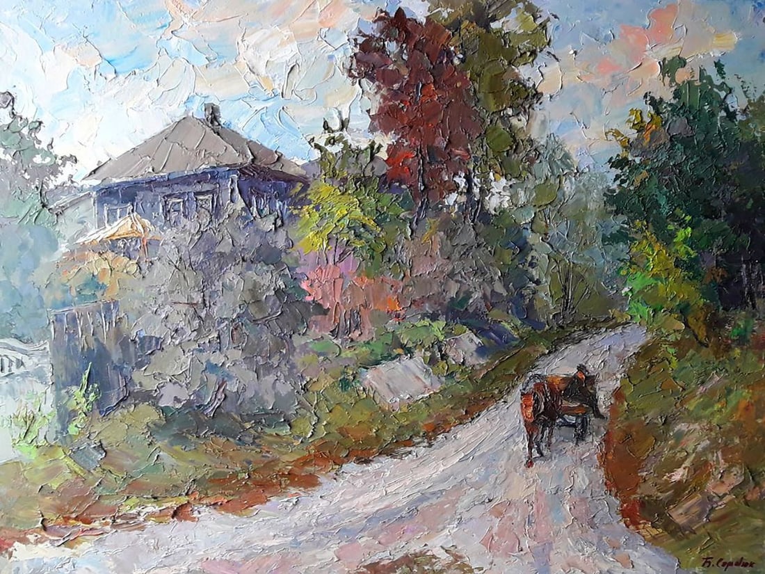 Oil painting Rural landscape Serdyuk Boris Petrovich: NoSERB 858 *** ABOUT THIS PAINTING *** * TITLE: "Rural landscape" * ARTISTS: Serdyuk Boris Petrovich * SIZE: 60x80 cm/'23.62x31.49 inches' * MEDIUM: oil, canvas * HAND PAINTED: Original painting from 