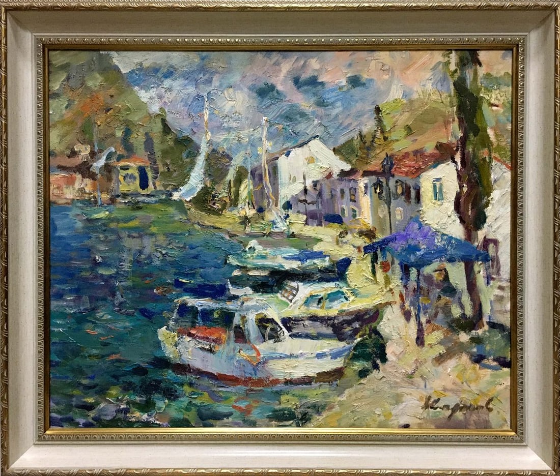 Oil painting In Port Karpov Nikolay Mikhailovich: NoVern 449 *** ABOUT THIS PAINTING *** * TITLE: "In Port" * ARTISTS: Karpov Nikolay Mikhailovich * SIZE: 50x60 cm/'19.68x23.62 inches' * MEDIUM: oil, canvas * HAND PAINTED: Original painting from our