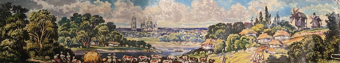 Oil painting Native places Alexander Arkadievich Litvinov: NoLitv 201 *** ABOUT THIS PAINTING *** * TITLE: "Native places" * ARTISTS: Alexander Arkadievich Litvinov * SIZE: 97x21.5 cm/'38.18x8.46 inches' * MEDIUM: oil, canvas * HAND PAINTED: Original painting