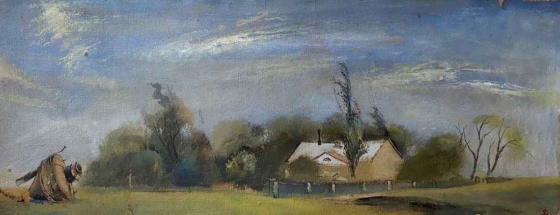 Tempera painting April Litvinov Oleg Arkad'yevich: NoLitv 346 *** ABOUT THIS PAINTING *** * TITLE: "April" * ARTISTS: Litvinov Oleg Arkad'yevich * SIZE: 76x30 cm/'29.92x11.81 inches' * MEDIUM: tempera, cardboard * HAND PAINTED: Original painting from