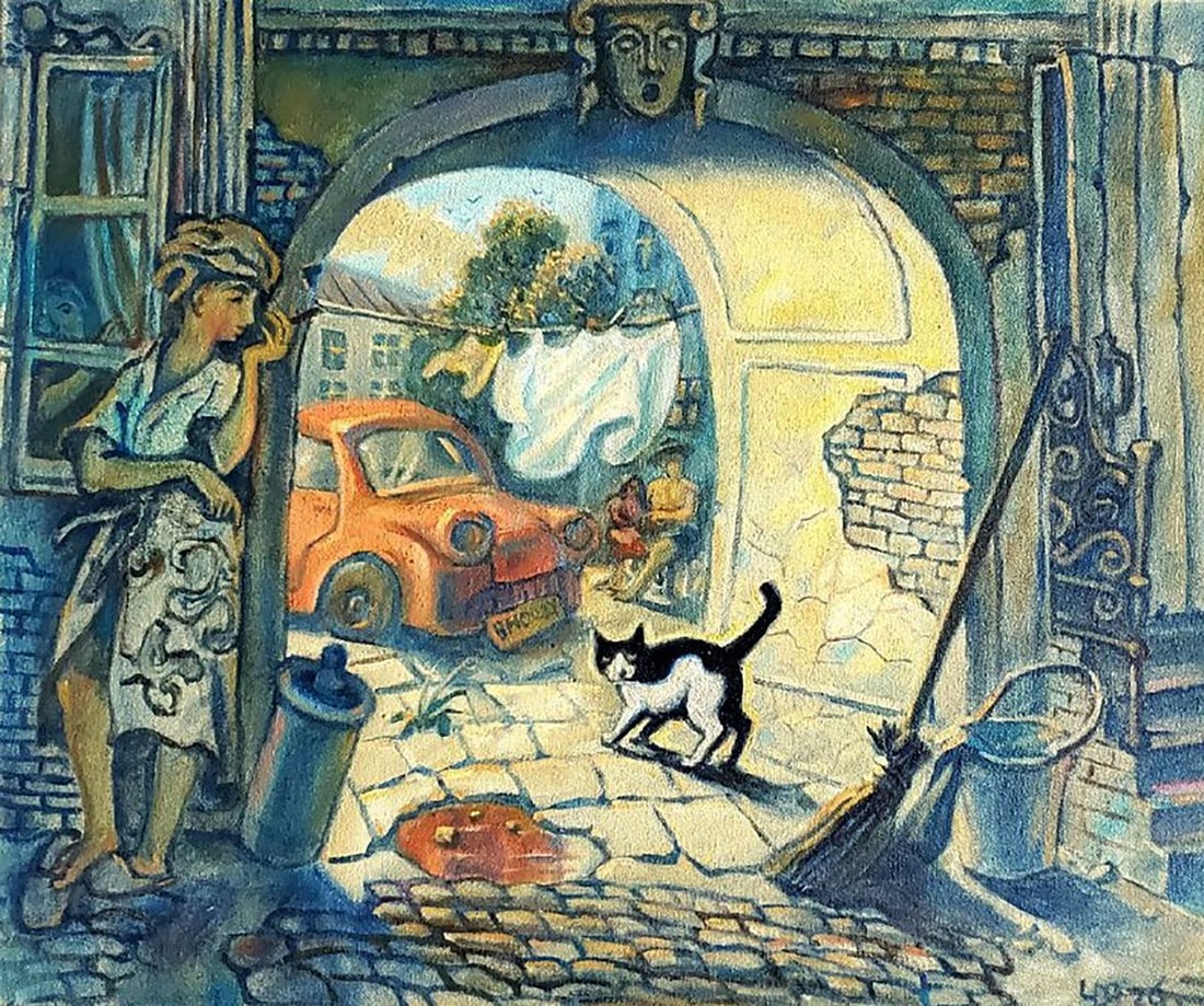 Oil painting Odessa courtyard Litvinov Daniil Olegovich: NoLitv 1084 *** ABOUT THIS PAINTING *** * TITLE: "Odessa courtyard" * ARTISTS: Litvinov Daniil Olegovich * SIZE: 70x50 cm/'27.55x19.68 inches' * MEDIUM: oil, canvas * HAND PAINTED: Original painting f