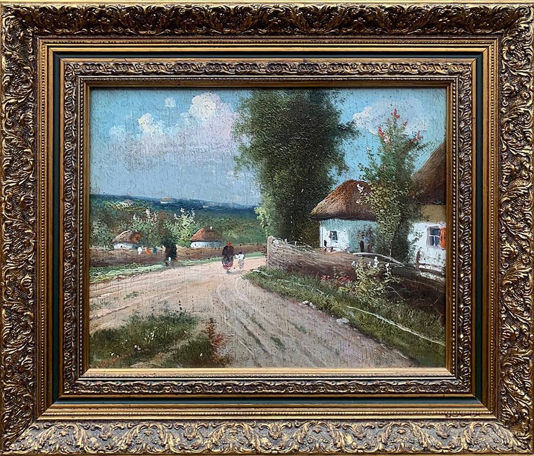 Oil painting See off son Unknown artist (1 of 12)