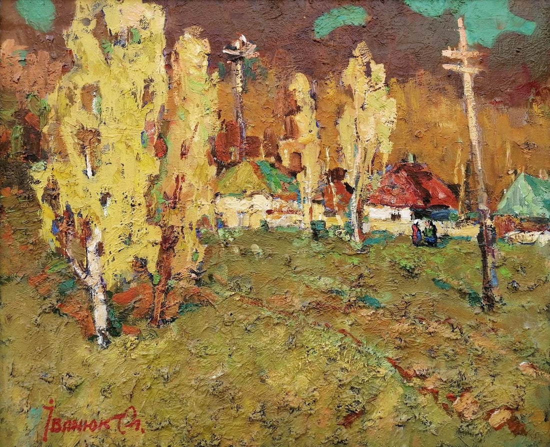 Oil painting Autumn evening Kalenyuk Alex: NoKalen 82 *** ABOUT THIS PAINTING *** * TITLE: "Autumn evening" * ARTISTS: Kalenyuk Alex * SIZE: 110x90 cm/'43.30x35.43 inches' * MEDIUM: oil, canvas * HAND PAINTED: Original painting from our collec