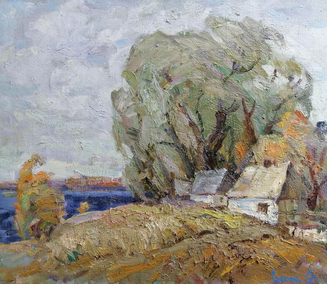 Oil painting Autumn landscape Kalenyuk Alex: NoKalen 159 *** ABOUT THIS PAINTING *** * TITLE: "Autumn landscape" * ARTISTS: Kalenyuk Alex * SIZE: 70x80 cm/'27.55x31.49 inches' * MEDIUM: oil, canvas * HAND PAINTED: Original painting from our coll