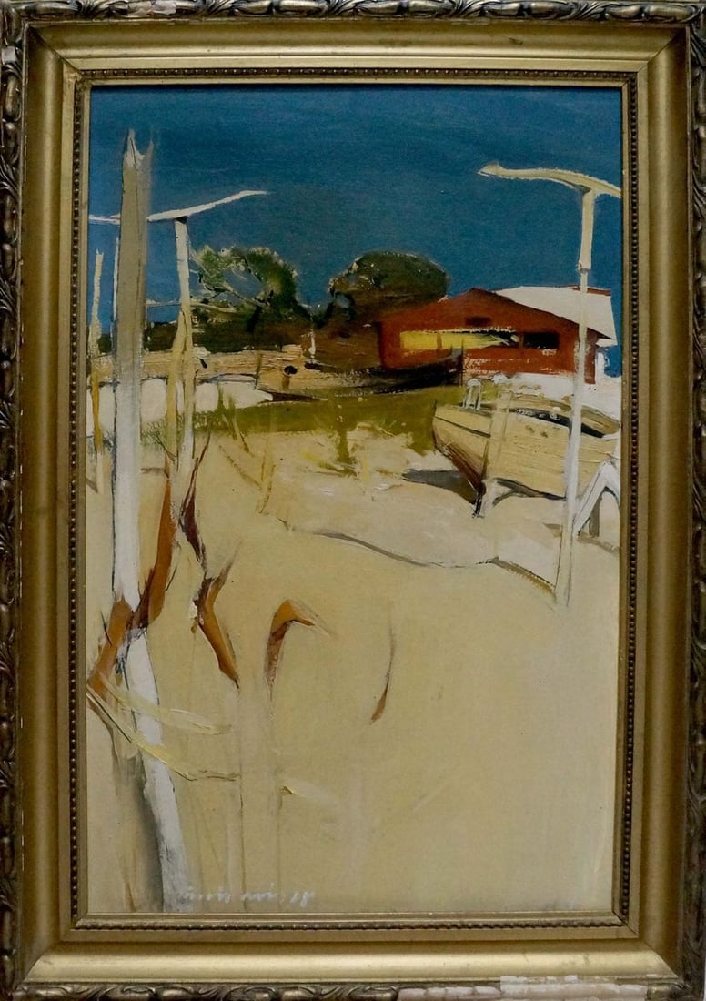 Oil painting Beachfront Location: NoVern 1486 *** ABOUT THIS PAINTING *** * TITLE: "Beachfront Location" * ARTISTS: Lithuanian artist * SIZE: 80x50 cm/'31.49x19.68 inches', frame size: 94x64 cm/'37.00x25.19 inches' * MEDIUM: oil, card