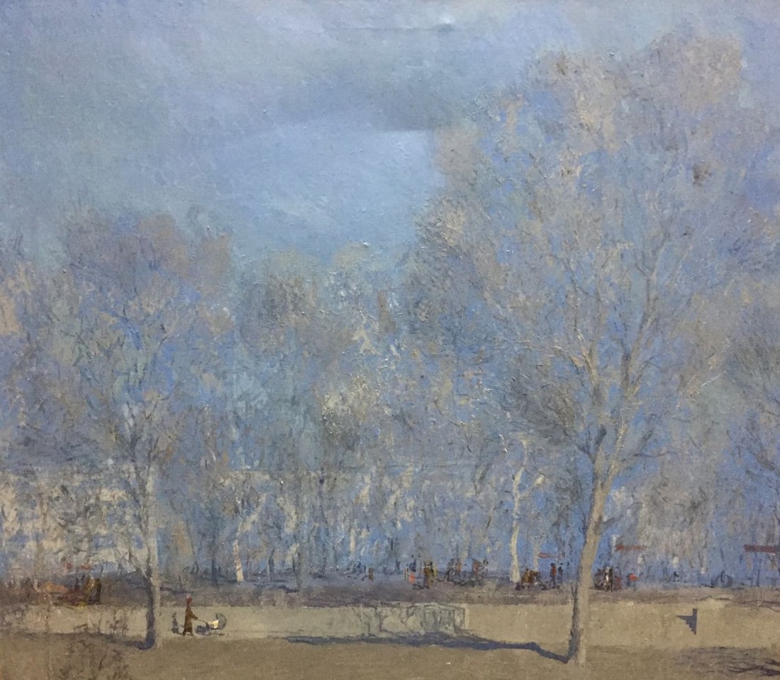 Oil painting Blue spring Alexey Fedorovich Vlasov: NoBag 23 *** ABOUT THIS PAINTING *** * TITLE: "Blue spring" * ARTISTS: Alexey Fedorovich Vlasov * SIZE: 150x130 cm/'59.05x51.18 inches' * MEDIUM: oil, canvas * HAND PAINTED: Original painting from our