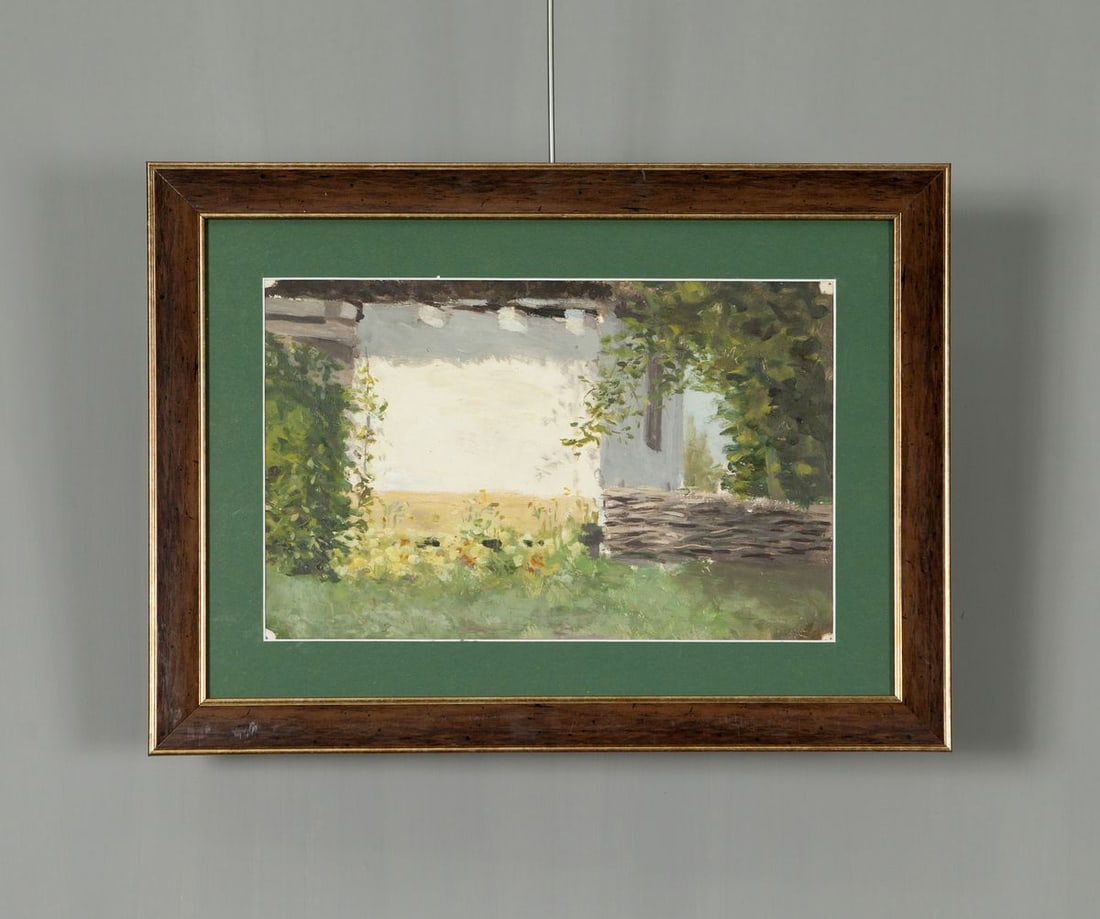 Original Oil Painting / Ukrainian Artist Ivan Tsyupka: NoE 4491111 * TITLE: "Courtyard" * ARTISTS: Ivan Kirillovich Tsyupka * SIZE: 30x41 cm/'11.81x16.14 inches' * MEDIUM: oil, cardboard * HAND PAINTED: Original painting from our collection * CONDITION: w