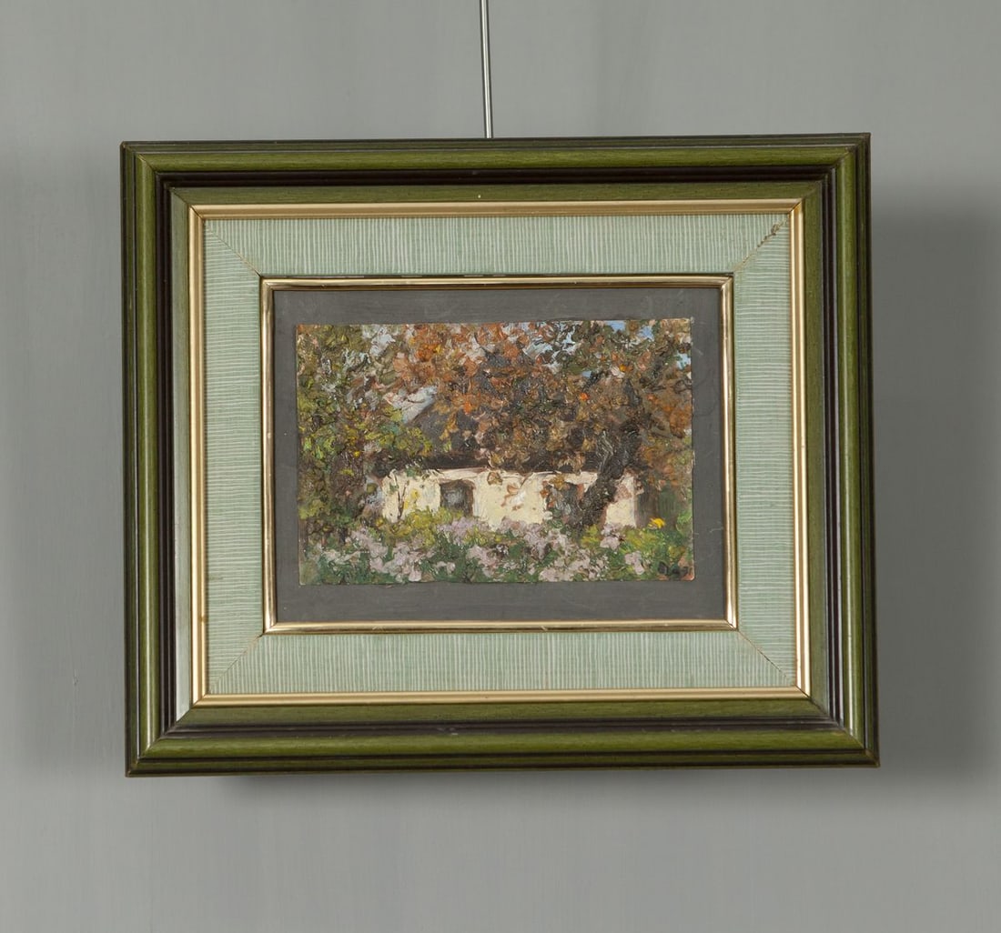 Oil painting an evening over my house Ivan Tsyupka: NoE 4581111 * TITLE: "An evening over my house" * ARTISTS: Ivan Kirillovich Tsyupka * SIZE: 26x21,5 cm/'14,17x8,46 inches' * MEDIUM: oil, canvas * HAND PAINTED: Original painting from our collection *
