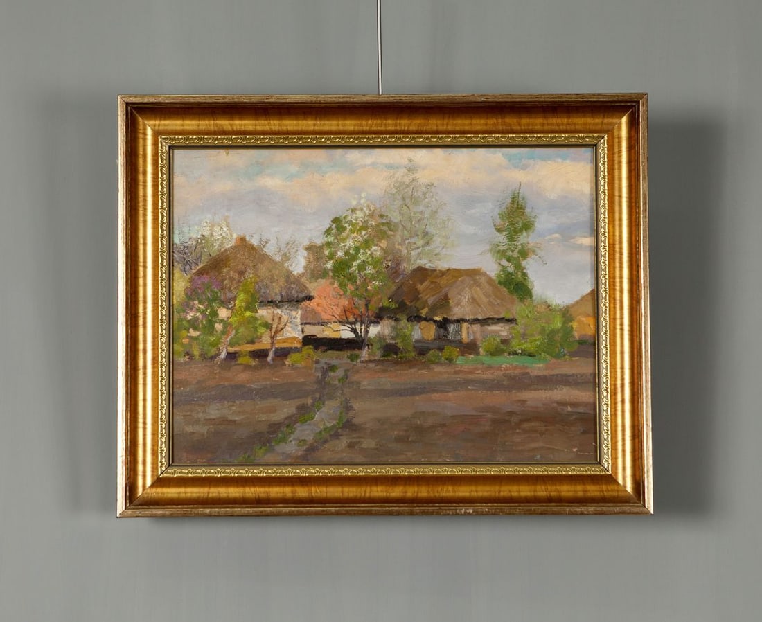 Summer Oil Painting: NoE 4591111 * TITLE: "Summer of village" * ARTIST: Ivan Kirillovich Zyupka * SIZE: 30x41cm/'11.81x16.14 inches' * MEDIUM: oil, cardboard * HAND PAINTED: Original painting from our collection * CONDITI