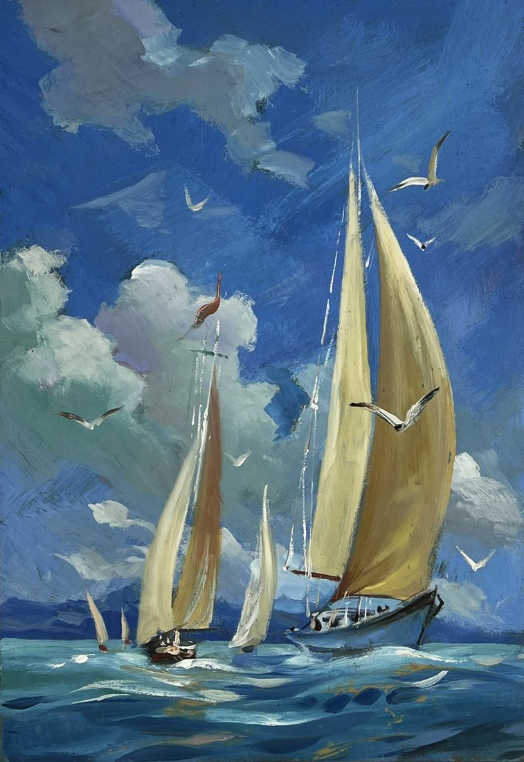 Oil painting Ships in the Endless Sea Yuriy Suprunchuk - 5