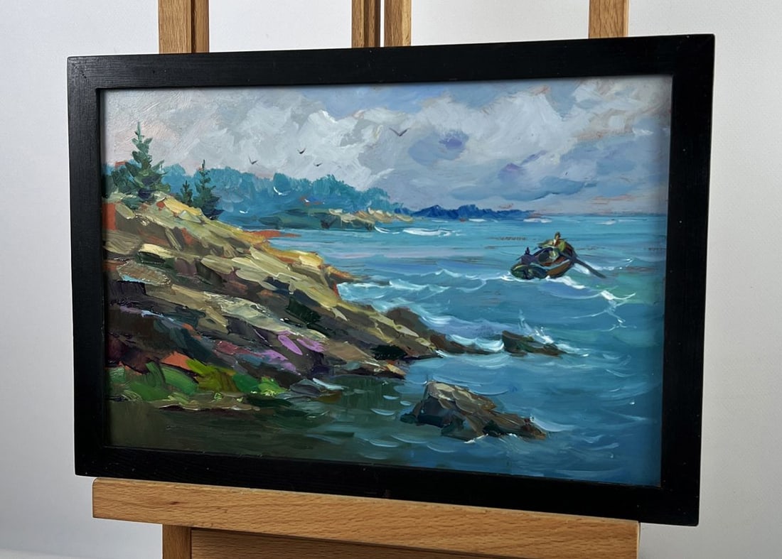 Oil painting The Boat Floats into The Sea Yuriy Suprunchuk - 4