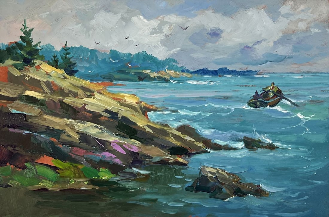 Oil painting The Boat Floats into The Sea Yuriy Suprunchuk - 5