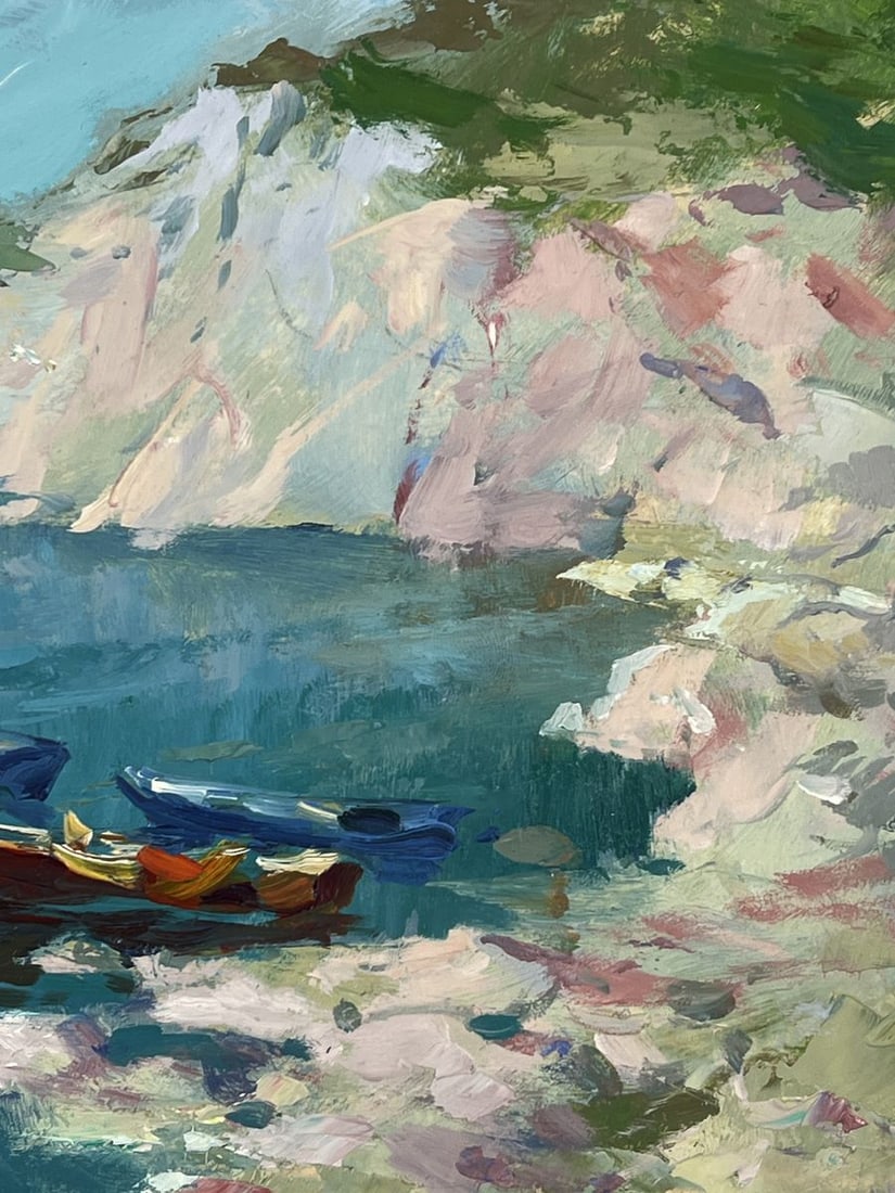 Oil painting Boats at the Rocky Shore of the Sea Yuriy Suprunchuk - 2