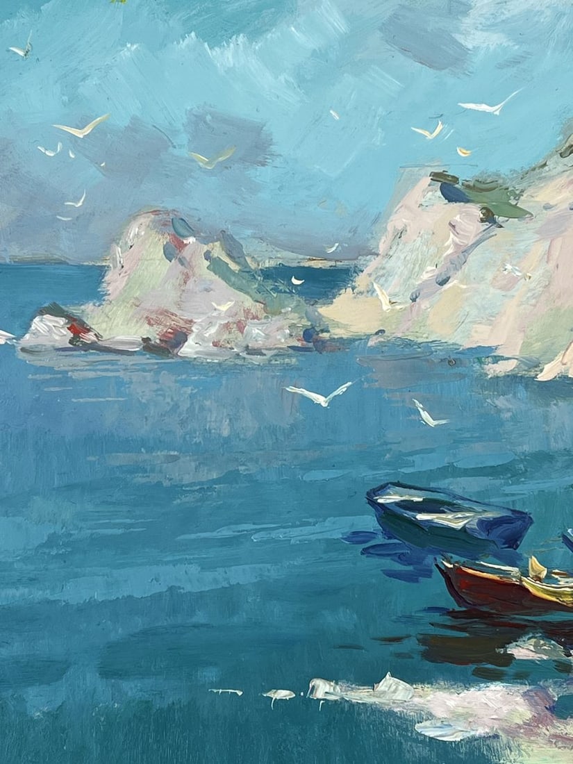 Oil painting Boats at the Rocky Shore of the Sea Yuriy Suprunchuk - 6