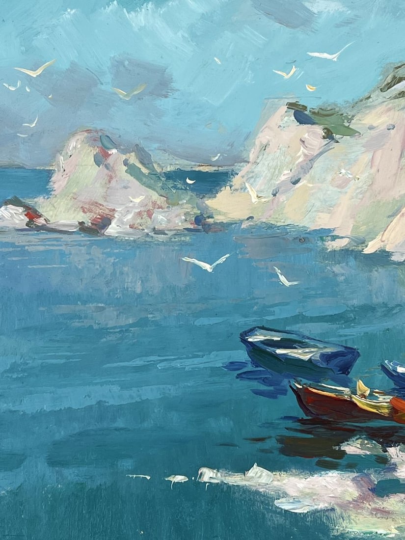 Oil painting Boats at the Rocky Shore of the Sea Yuriy Suprunchuk - 7