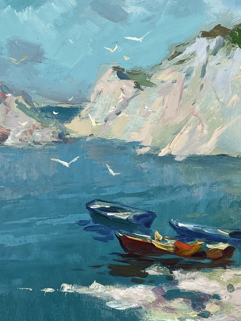 Oil painting Boats at the Rocky Shore of the Sea Yuriy Suprunchuk - 8