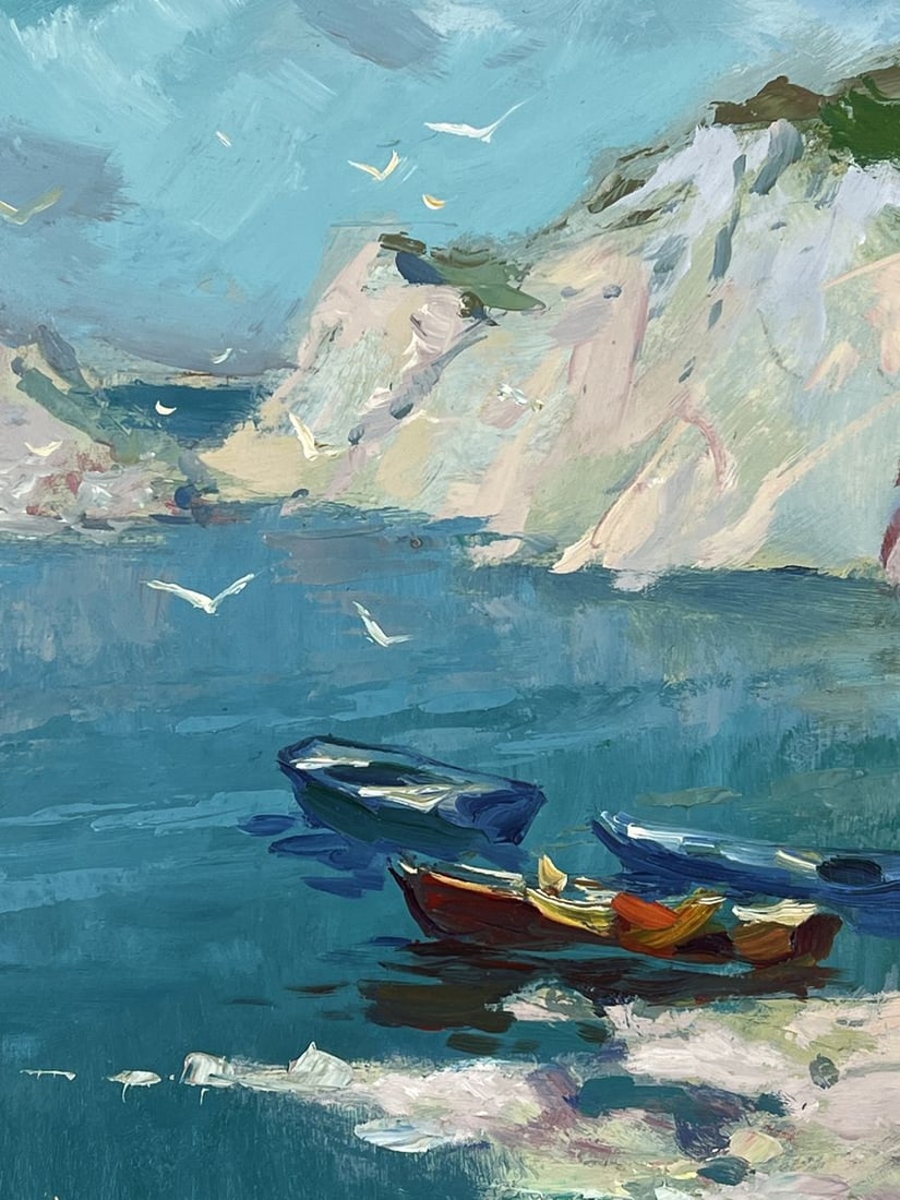 Oil painting Boats at the Rocky Shore of the Sea Yuriy Suprunchuk - 9