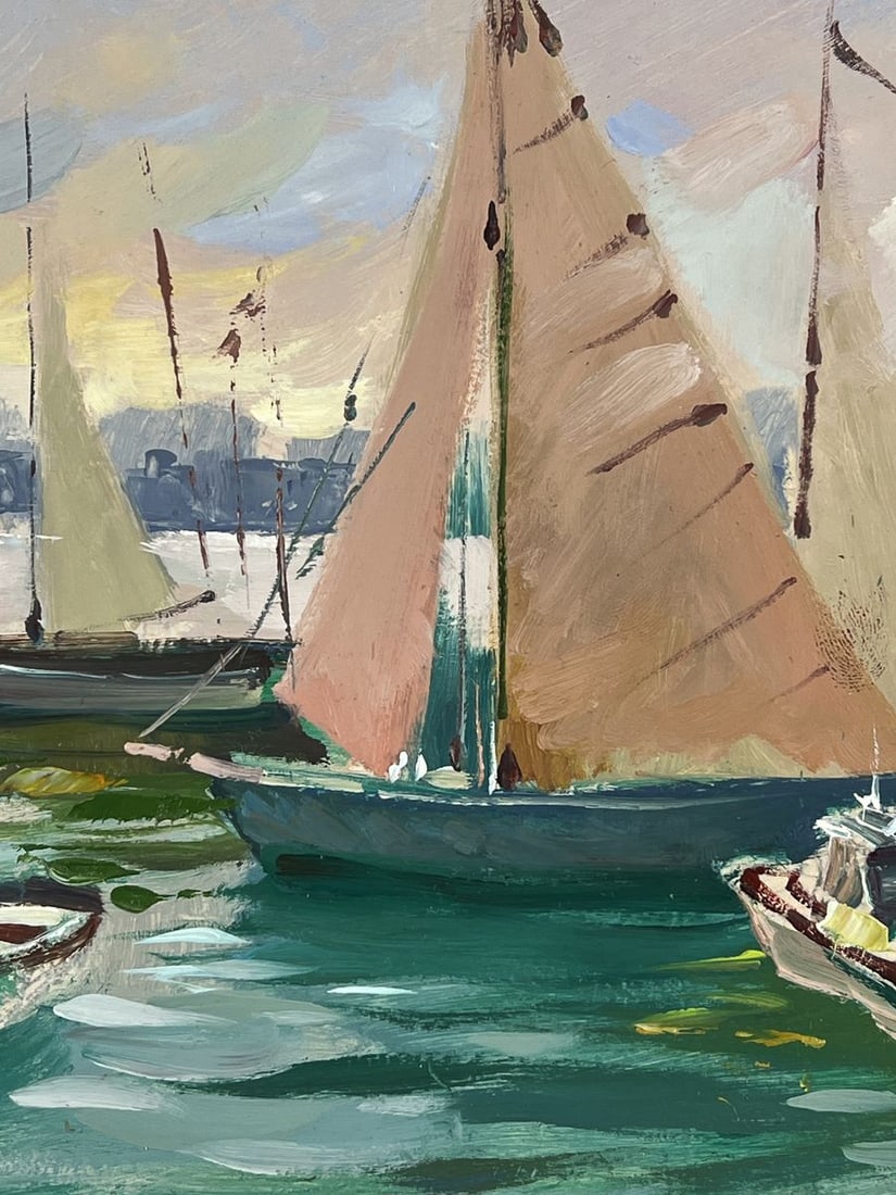 Oil painting Boats at the Big City Pier Yuriy Suprunchuk - 10