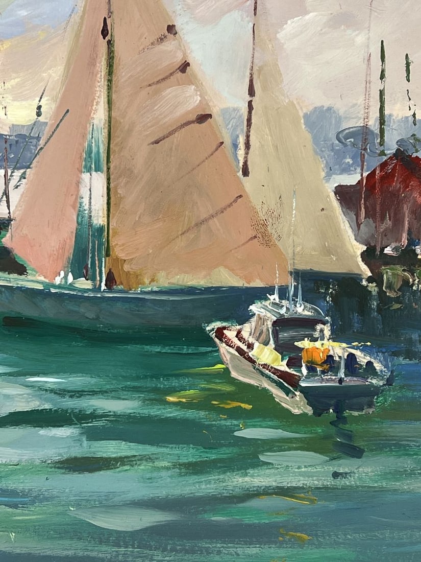 Oil painting Boats at the Big City Pier Yuriy Suprunchuk - 2