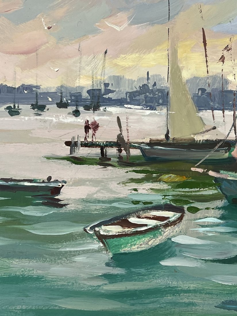 Oil painting Boats at the Big City Pier Yuriy Suprunchuk - 7