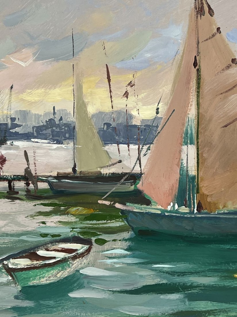 Oil painting Boats at the Big City Pier Yuriy Suprunchuk - 8