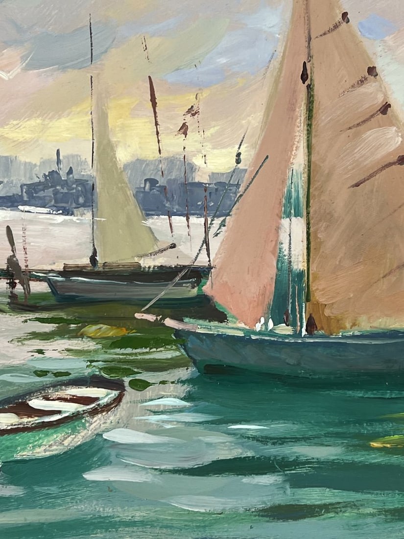 Oil painting Boats at the Big City Pier Yuriy Suprunchuk - 9