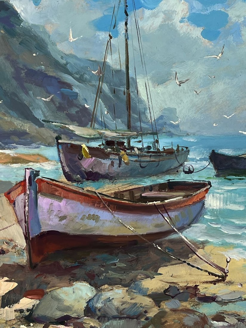 Oil painting Boat and Barge Moored Yuriy Suprunchuk - 10