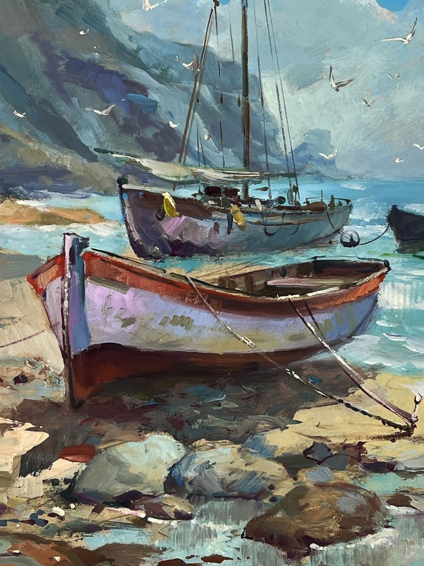 Oil painting Boat and Barge Moored Yuriy Suprunchuk - 11