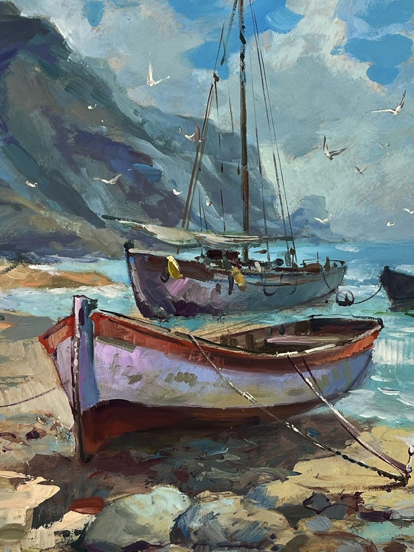 Oil painting Boat and Barge Moored Yuriy Suprunchuk - 9