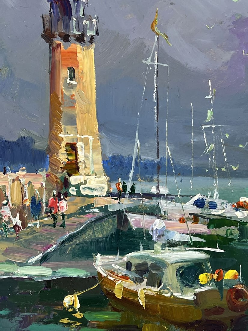 Oil painting Ships Moored at the Lighthouse Yuriy Suprunchuk - 10